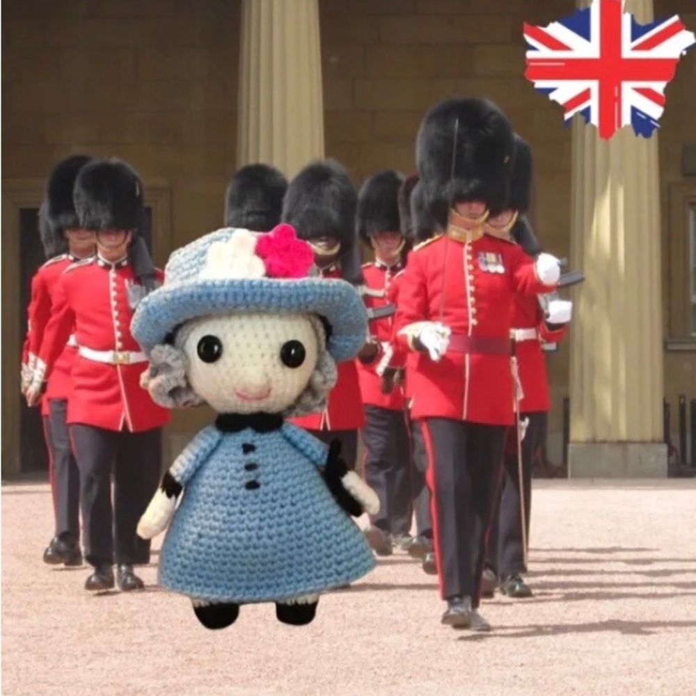 Handmade Crochet Queen Elizabeth Doll